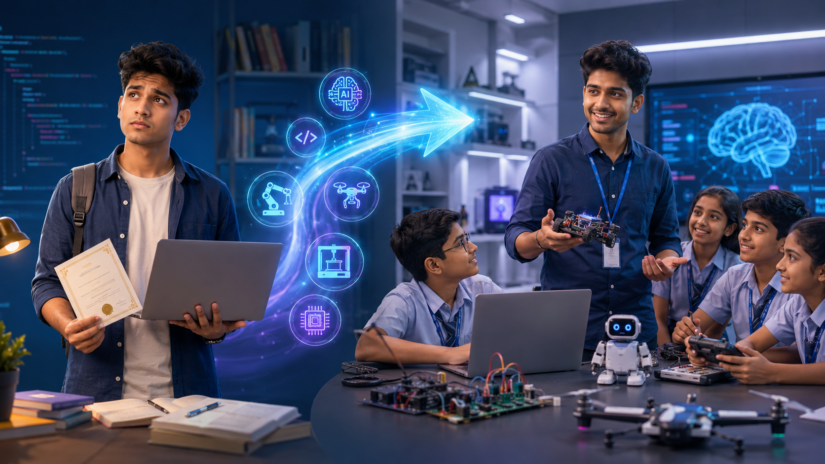 Candidate transforming from confused graduate to confident AI & Robotics trainer